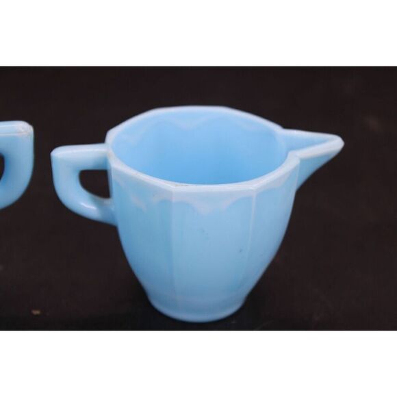 1930s Blue Agate SLAG GLASS Childrens Toy TEA SET 3 Pieces - Picture 5 of 16